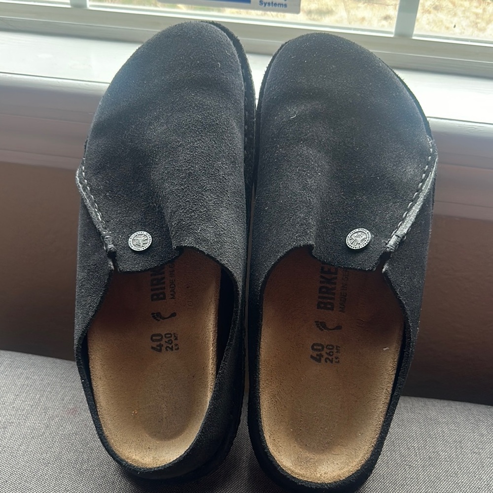 Birkenstock Black Suede Slip-On Shoes